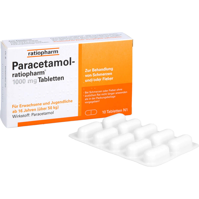 Paracetamol-ratiopharm 1000 mg Tabletten, 10 pcs. Tablets