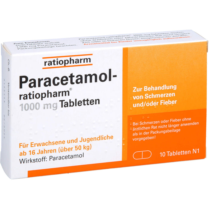 Paracetamol-ratiopharm 1000 mg Tabletten, 10 pc Tablettes