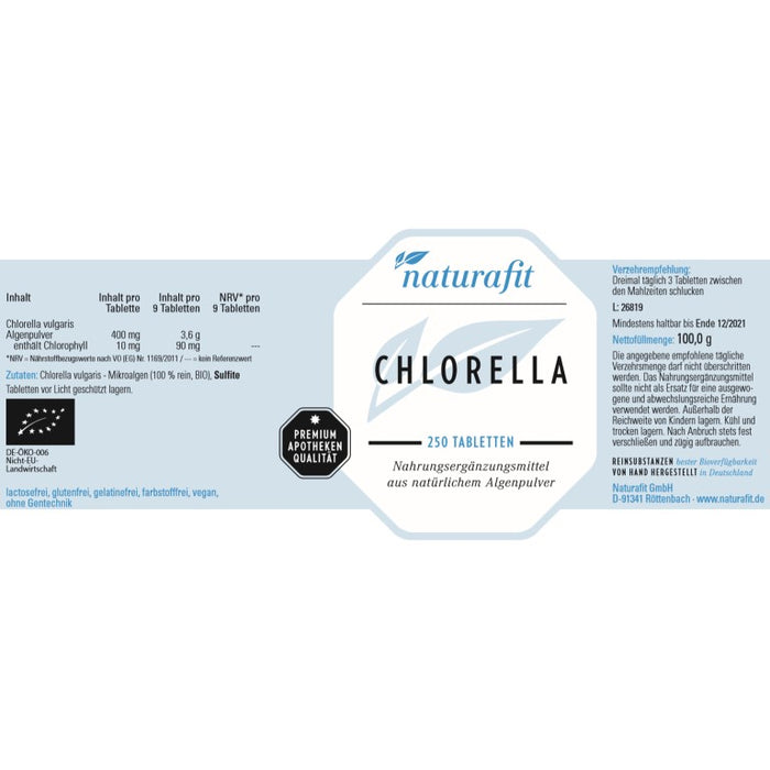 naturafit Chlorella Tabletten, 250 St. Tabletten