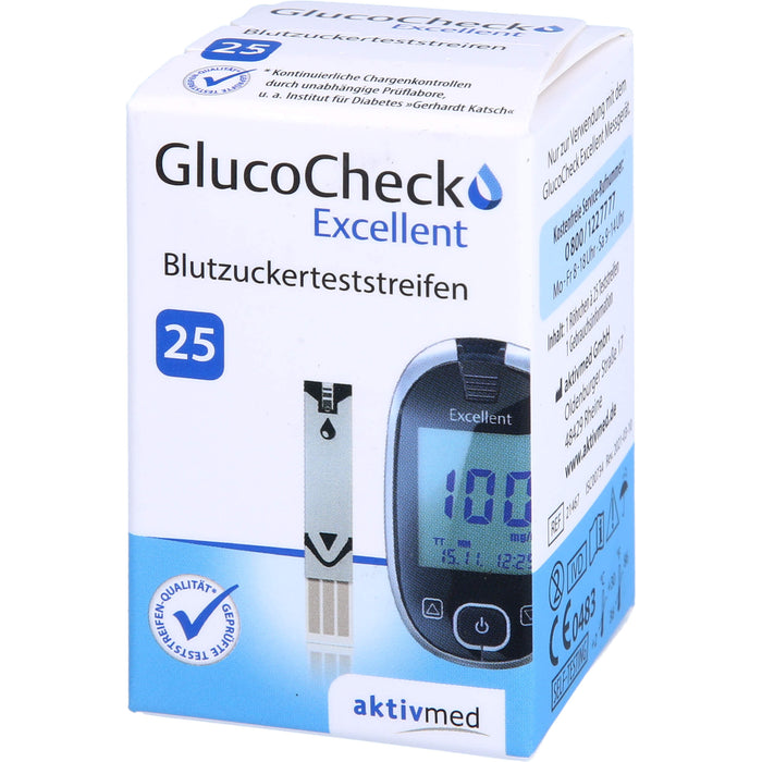 GlucoCheck Excellent Blutzuckerteststreifen, 25 pcs. Test strips