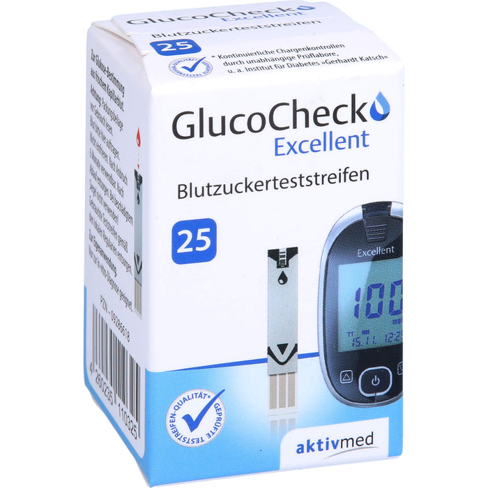 GlucoCheck Excellent Blutzuckerteststreifen, 25 pcs. Test strips