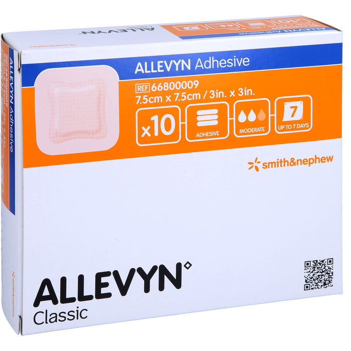 ALLEVYN Adhesive 7,5x7,5cm haftende Wundauflage, 10 St VER