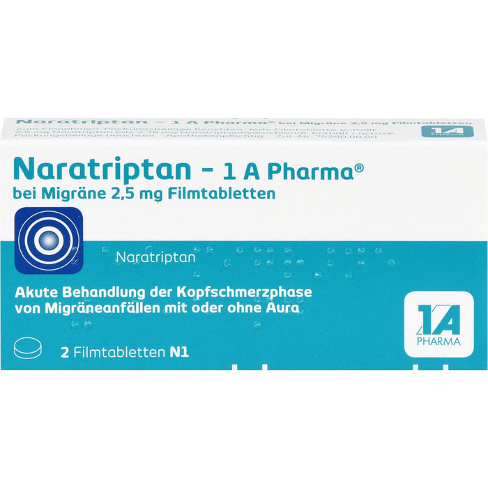 Naratriptan - 1 A Pharma bei Migräne 2,5 mg Filmtabletten, 2 pcs. Tablets