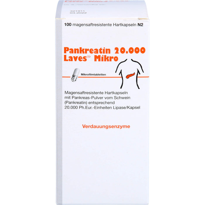 Pankreatin 20.000 Laves Mikro, Magensaftresistente Hartkapseln, 100 pcs. Capsules