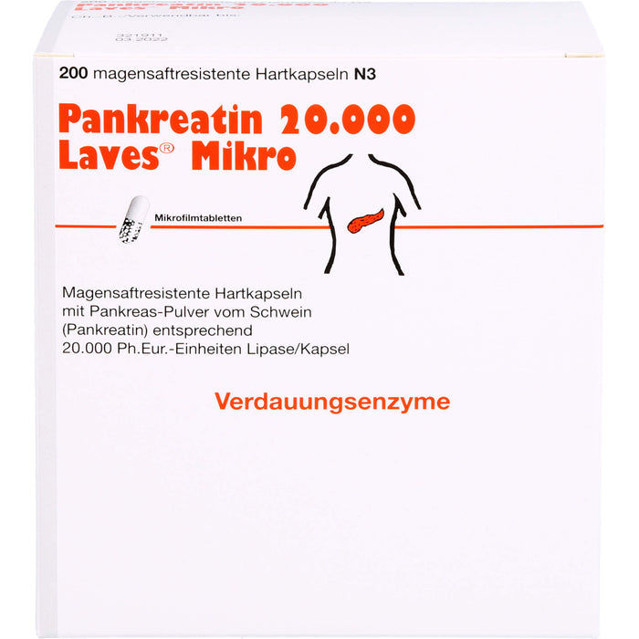 Pankreatin 20.000 Laves Mikro Hartkapseln Verdauungsenzyme, 200 St. Kapseln