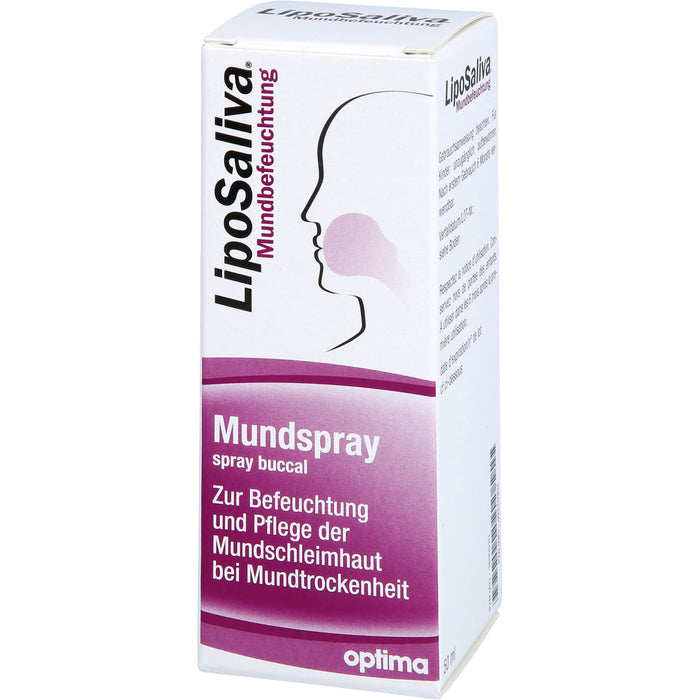 LipoSaliva Mundbefeuchtung,  Mundspray zur Befeuchtung und Pflege der Mundschleimhaut bei Mundtrockenheit, 50 ml Lösung