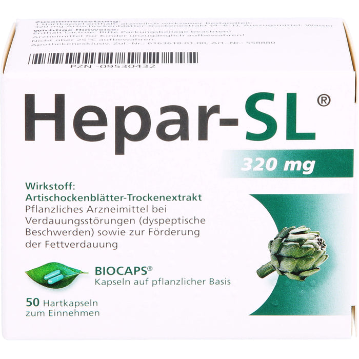 Hepar-SL 320 mg Kapseln auf pflanzlicher Basis bei Verdauungsstörungen, 50 pcs. Capsules