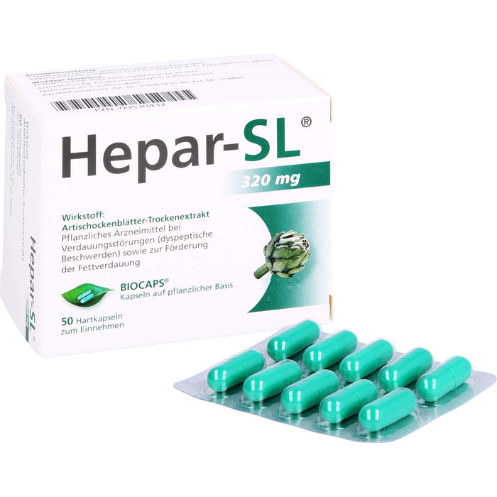 Hepar-SL 320 mg Kapseln auf pflanzlicher Basis bei Verdauungsstörungen, 50 pc Capsules