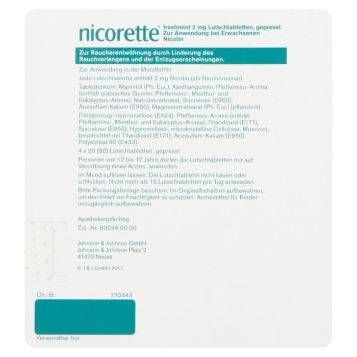 nicorette freshmint 2 mg Lutschtabletten, 80 pcs. Tablets