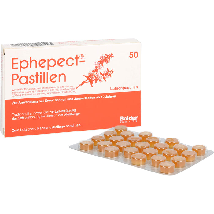 Ephepect Lutschpastillen zur Unterstützung der Schleimlösung im Bereich der Atemwege, 50 pc Pastilles