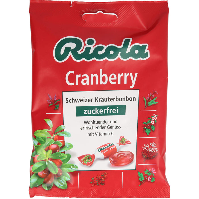 Ricola Schweizer Kräuterbonbons Cranberry ohne Zucker, 75 g Candies