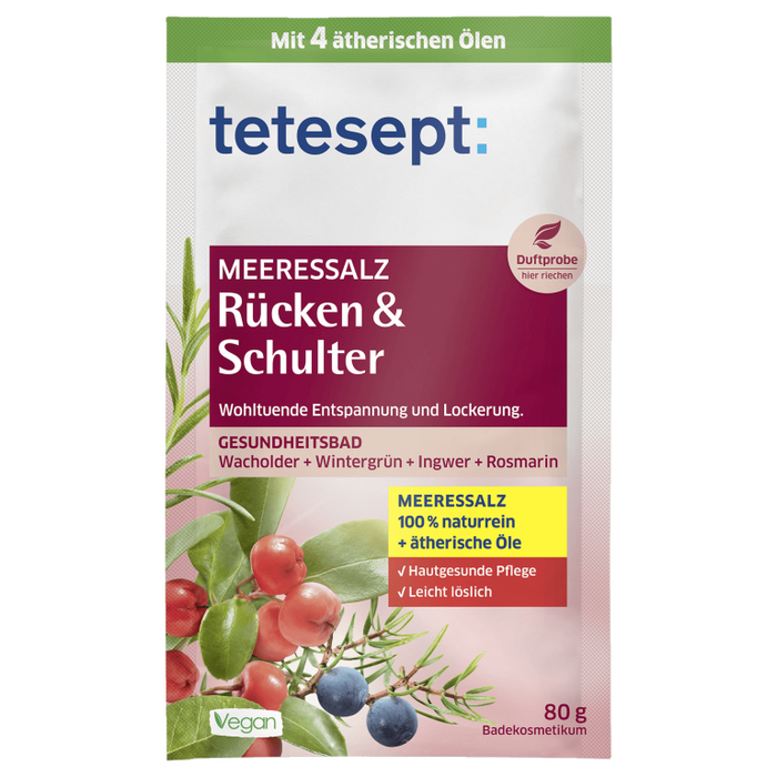 tetesept Meeressalz Rücken & Schulter Gesundheitsbad wohltuend bei Rücken-, Schulter- und Nackenbeschwerden, 80 g Salt