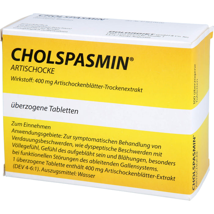 CHOLSPASMIN Artischocke Tabletten, 100 pc Tablettes