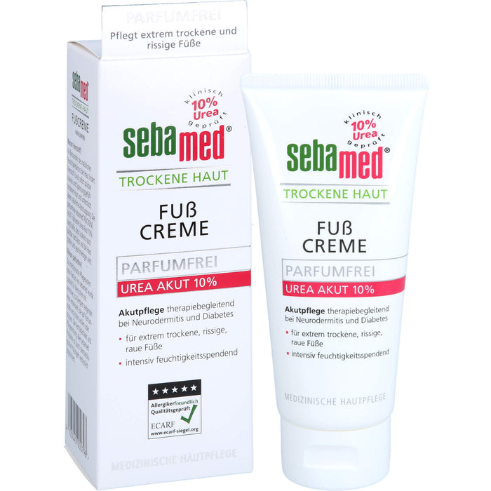 sebamed parfümfreie Fußcreme Urea 10% für trockene Haut, 100 ml Crème