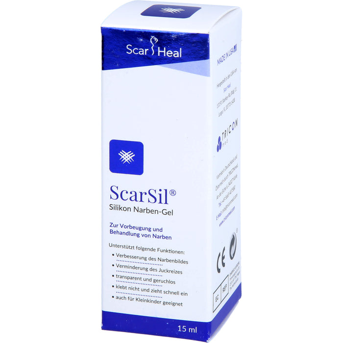 ScarSil Silikon Narben-Gel zur Vorbeugung und Behandlung von Narben, 15 ml Gel