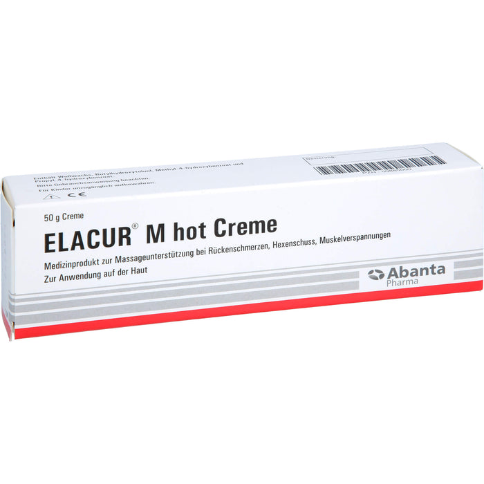 Elacur M Hot Creme bei Rückenschmerzen, Hexenschuss, Muskelverspannungen, 50 g Crème