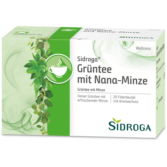 Sidroga Wellness-Tee Grüntee mit Nana-Minze, 20 pc Sac filtrant