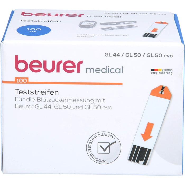 beurer GL 44 / GL 50 / GL 50 evo Blutzuckerteststreifen, 100 St. Teststreifen