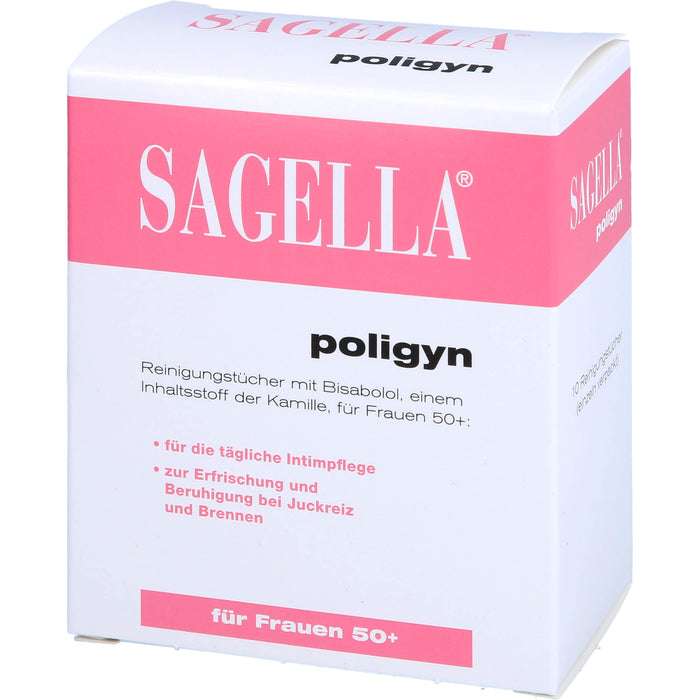 SAGELLA poligyn Intim-Reinigungstücher für Frauen 50+ für die tägliche Intimpflege bei Juckreiz und Brennen, 10 pcs. Cloths