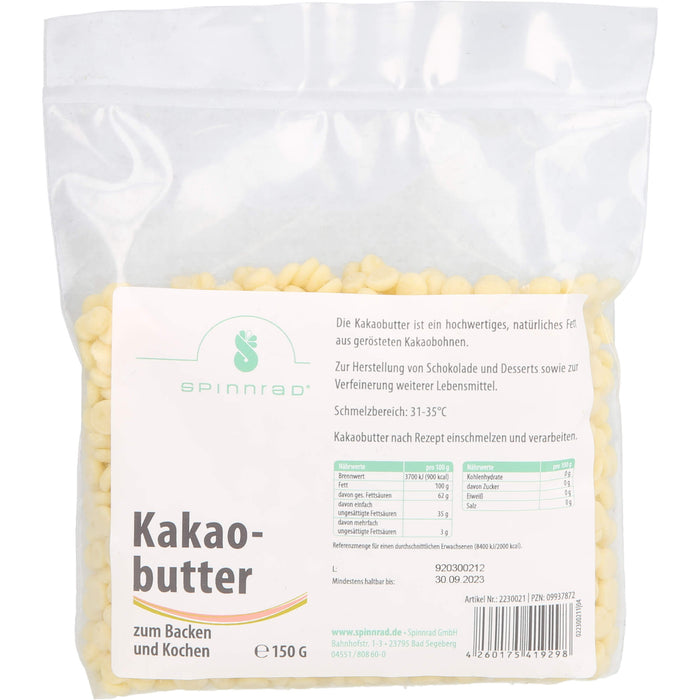 Spinnrad Kakaobutter zum Kochen und Backen, 150 g Sachets