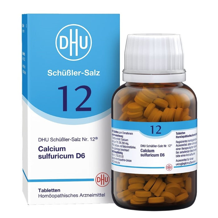 DHU Schüßler-Salz Nr. 12 Calcium sulfuricum D6 – Das Mineralsalz der Gelenke – das Original – umweltfreundlich im Arzneiglas, 420 pc Tablettes