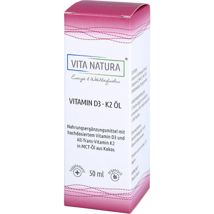 Vita Natura Vitamin D3 1000 I.E + K2 20 µg Tropfen, 50 ml Lösung