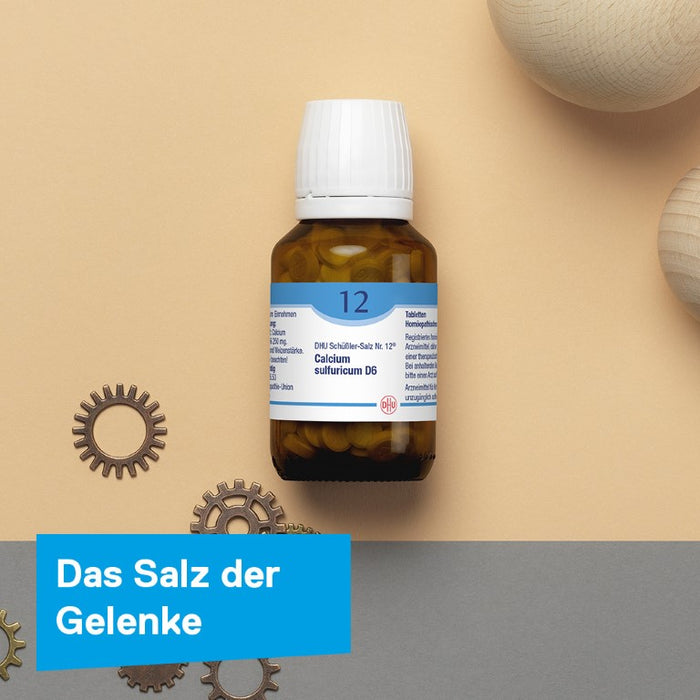 DHU Schüßler-Salz Nr. 12 Calcium sulfuricum D6 – Das Mineralsalz der Gelenke – das Original – umweltfreundlich im Arzneiglas, 200 pc Tablettes