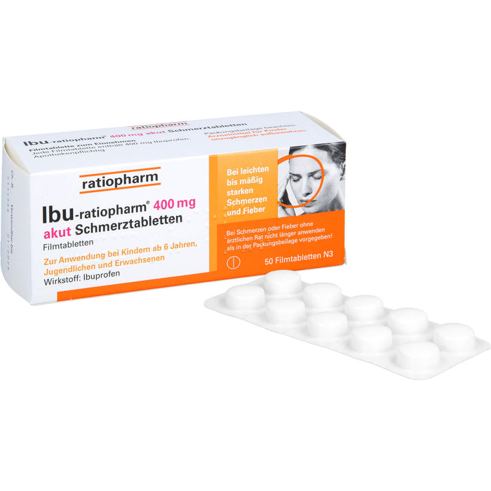 IBU-ratiopharm akut 400 mg Schmerztabletten, 50 pcs. Tablets