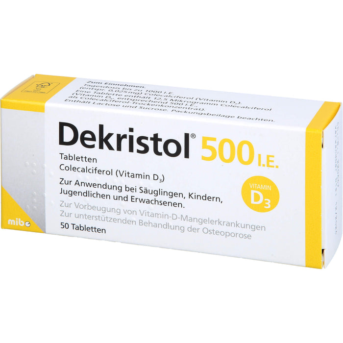 Dekristol 500 I.E. Tabletten bei Vitamin-D-Mangelerkrankungen und zur unterstützenden Behandlung der Osteoporose, 50 St. Tabletten