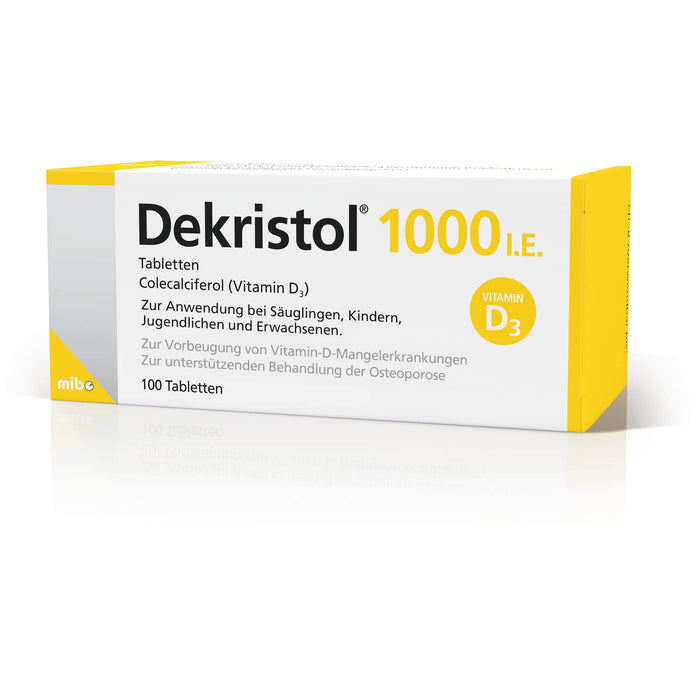 Dekristol 1000 I.E. Tabletten bei Vitamin-D-Mangelerkrankungen und zur unterstützenden Behandlung der Osteoporose, 100 pc Tablettes