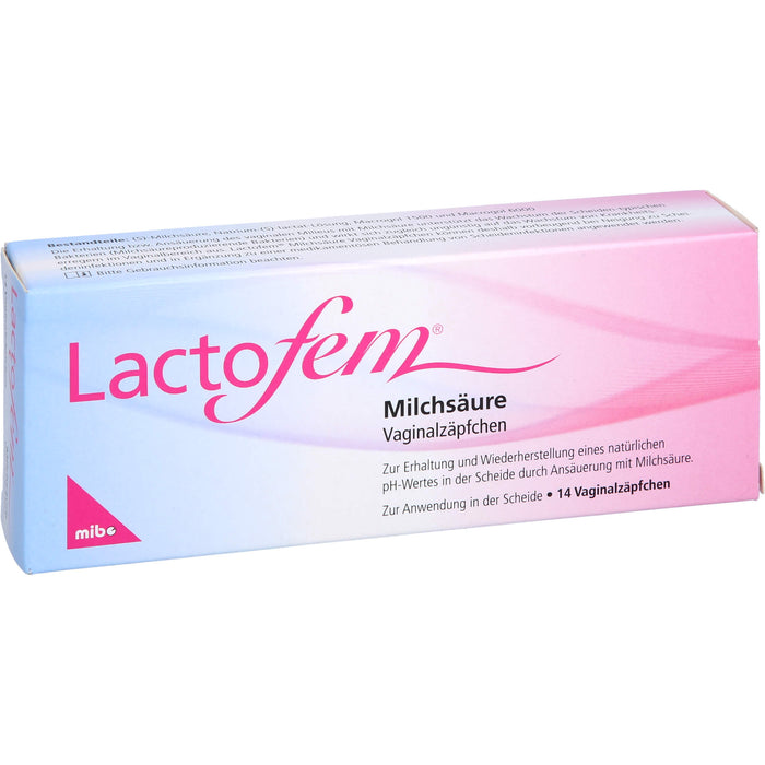 Lactofem Milchsäure Vaginalzäpfchen, 14 pc Suppositoires