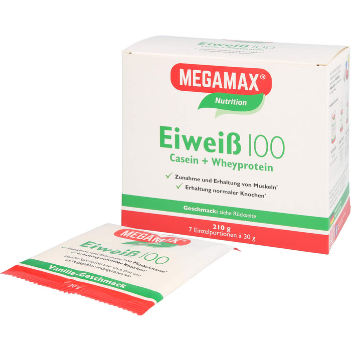 MEGAMAX Nutrition Eiweiß 100 Pulver Himbeer-Geschmack, 210 g Powder