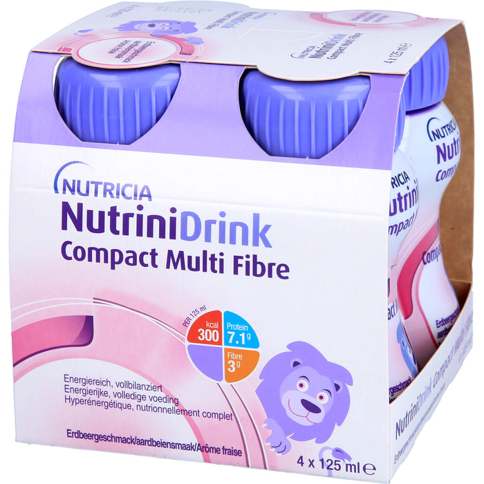 Nutrini Drink Compact Multi Fibre Erdbeere Trinknahrung, 4 pcs. Bottles