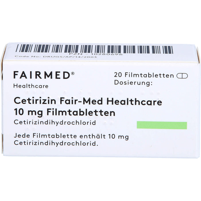 Cetirizin Fair-Med Healthcare 10 mg Filmtabletten bei Allergien, 20 pc Tablettes