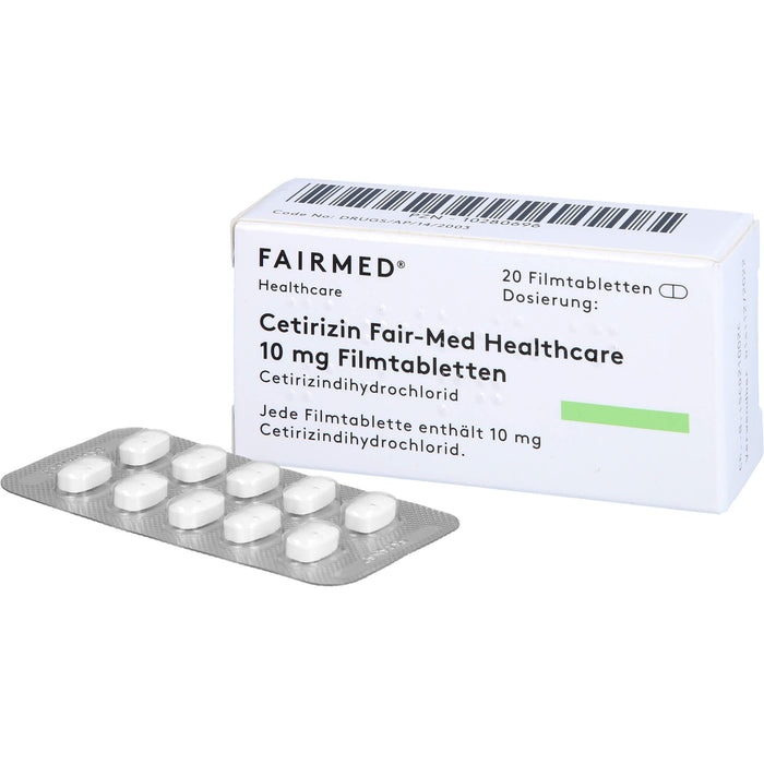 Cetirizin Fair-Med Healthcare 10 mg Filmtabletten bei Allergien, 20 pcs. Tablets