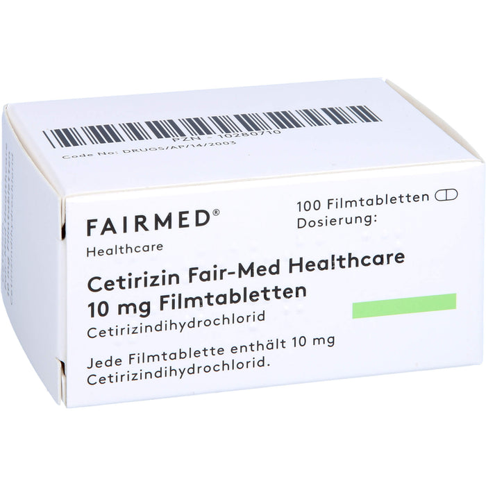 Cetirizin Fair-Med Healthcare 10 mg Filmtabletten bei Allergien, 100 pcs. Tablets