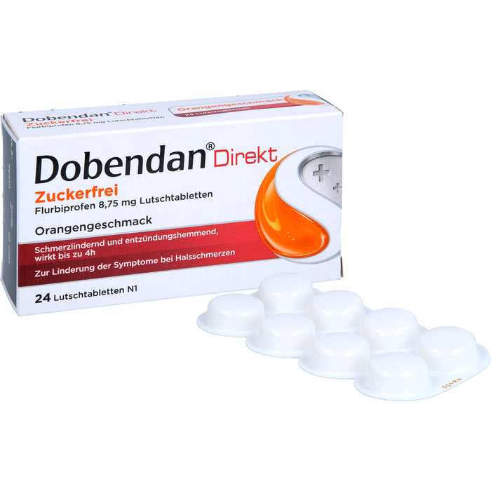 DOBENDAN Direkt Zuckerfrei Lutschtabletten bei starken Halsschmerzen & Schluckbeschwerden, 24 pc Tablettes