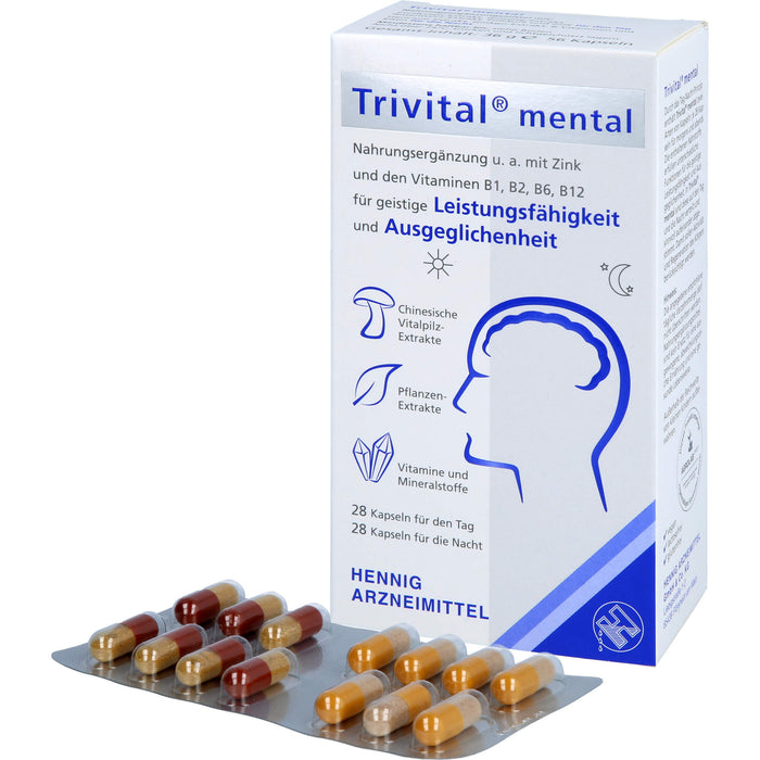 Trivital mental Kapseln für geistige Leistungsfähigkeit und Ausgeglichenheit, 56 pcs. Capsules