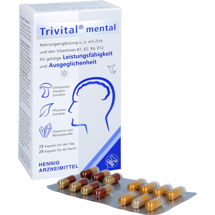 Trivital mental Kapseln für geistige Leistungsfähigkeit und Ausgeglichenheit, 56 pcs. Capsules