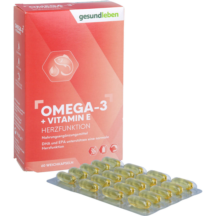 gesund leben Omega-3 Kapseln + Vitamin E, 60 St KAP