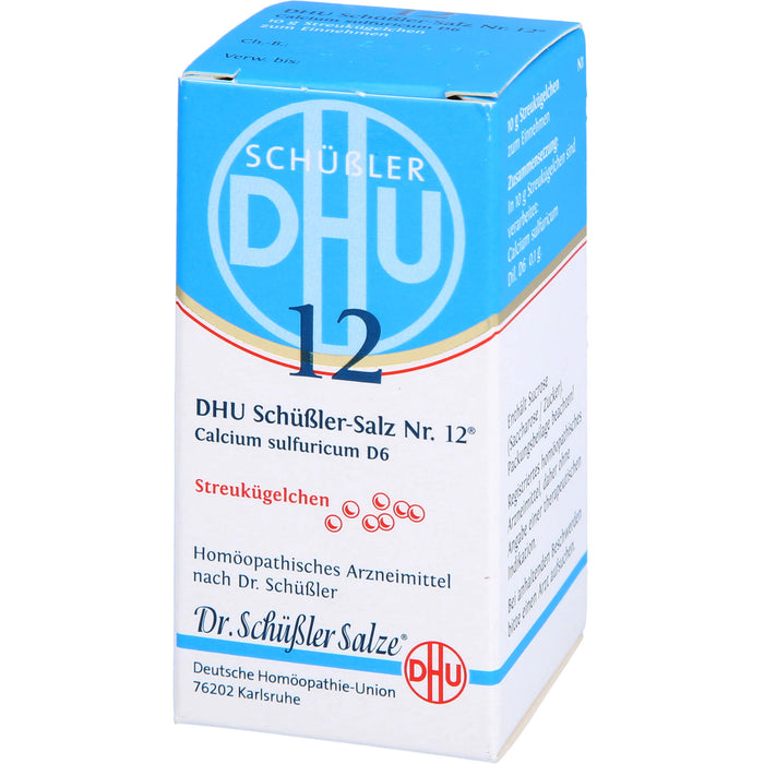 DHU Schüßler-Salz Nr. 12 Calcium sulfuricum D6 Streukügelchen – Das Mineralsalz der Gelenke – das Original – umweltfreundlich im Arzneiglas, 10 g Globuli, 10 g Globuli