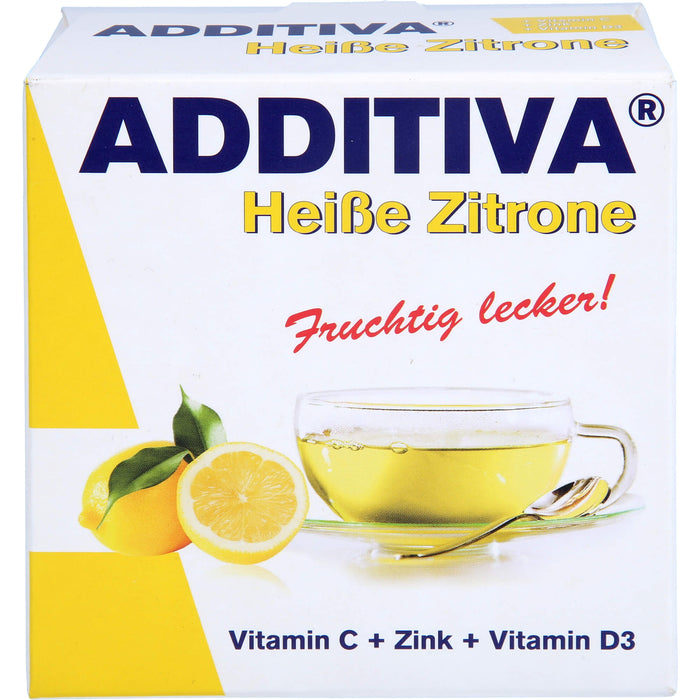 ADDITIVA Heiße Zitrone Vitamin C + Zink + Vitamin D3 Sachets, 120 g Pulver