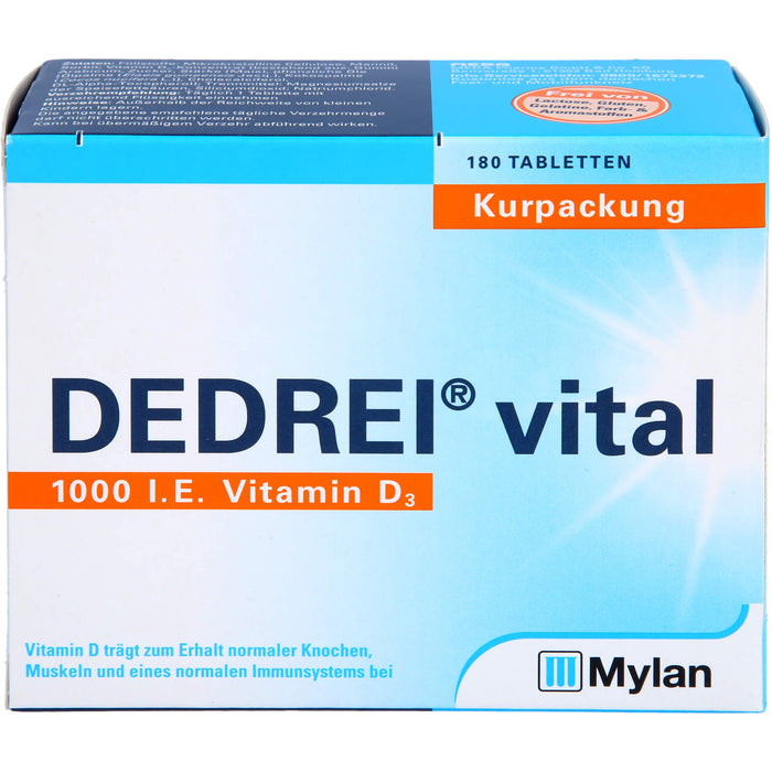 DEDREI vital 1.000 I.E. Vitamin D3 Tabletten Kurpackung, 180 pc Tablettes