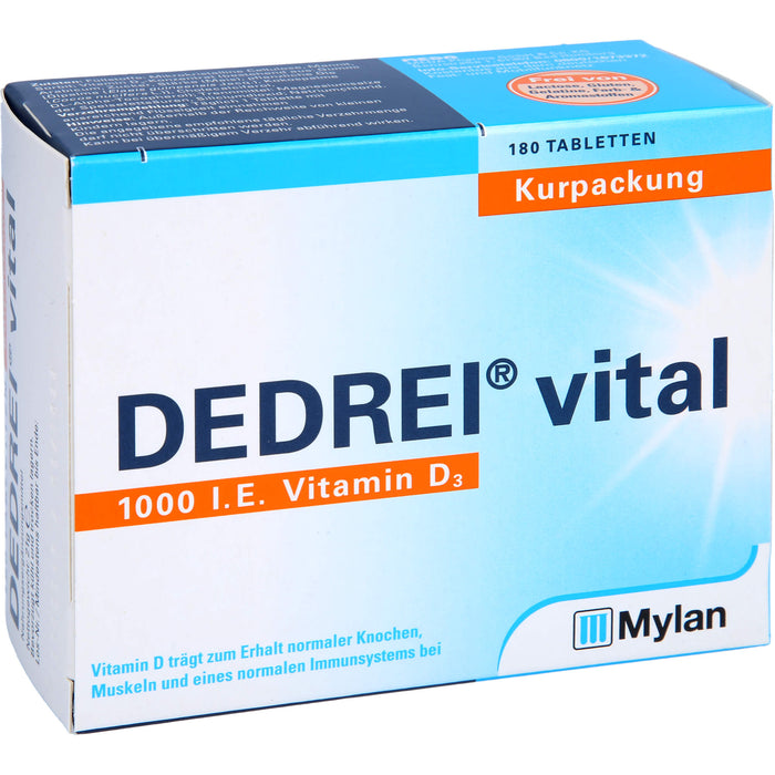 DEDREI vital 1.000 I.E. Vitamin D3 Tabletten Kurpackung, 180 St. Tabletten