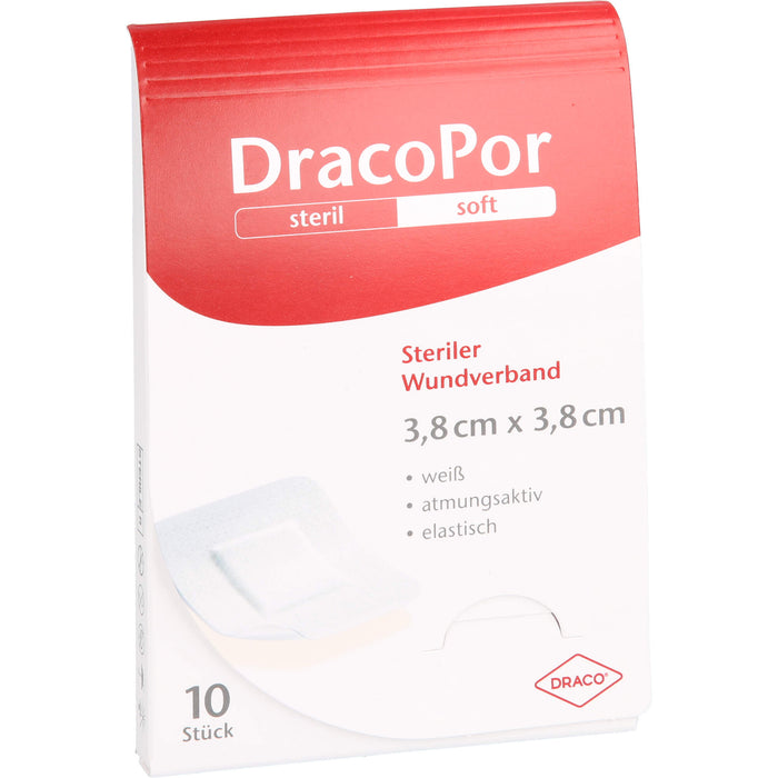 DRACOPOR Wundverband steril 3,8x3,8cm, 10 pc Pansement