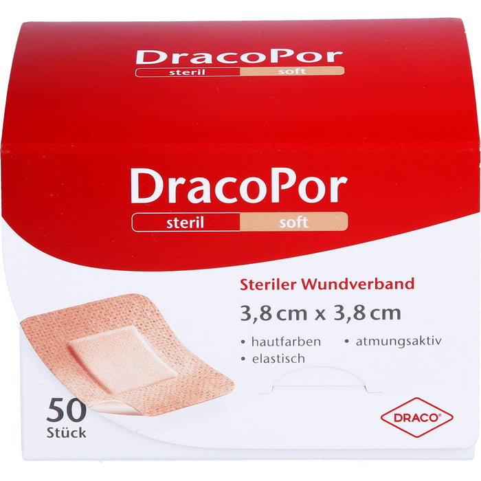 DRACOPOR Wundverband steril 3,8x3,8cm hautfarben, 50 St. Pflaster