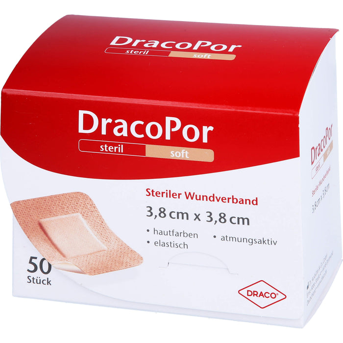 DRACOPOR Wundverband steril 3,8x3,8cm hautfarben, 50 pcs. Patch