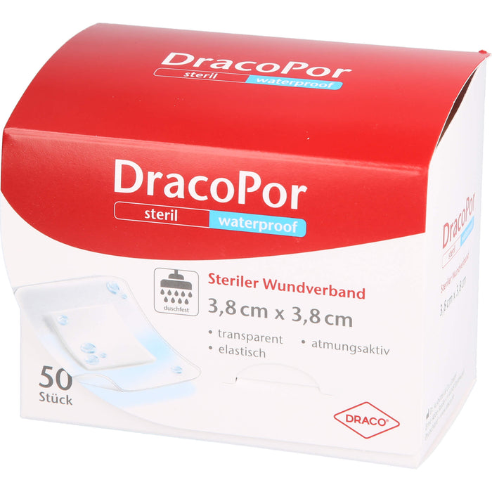 DracoPor Waterproof Wundverband 3,8 cm x 3,8 cm, 50 pcs. Patch