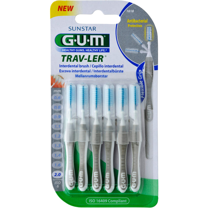 GUM TRAV-LER grau Kerze 2,0 mm Interdentalbürsten, 5 pc Brosses interdentaires