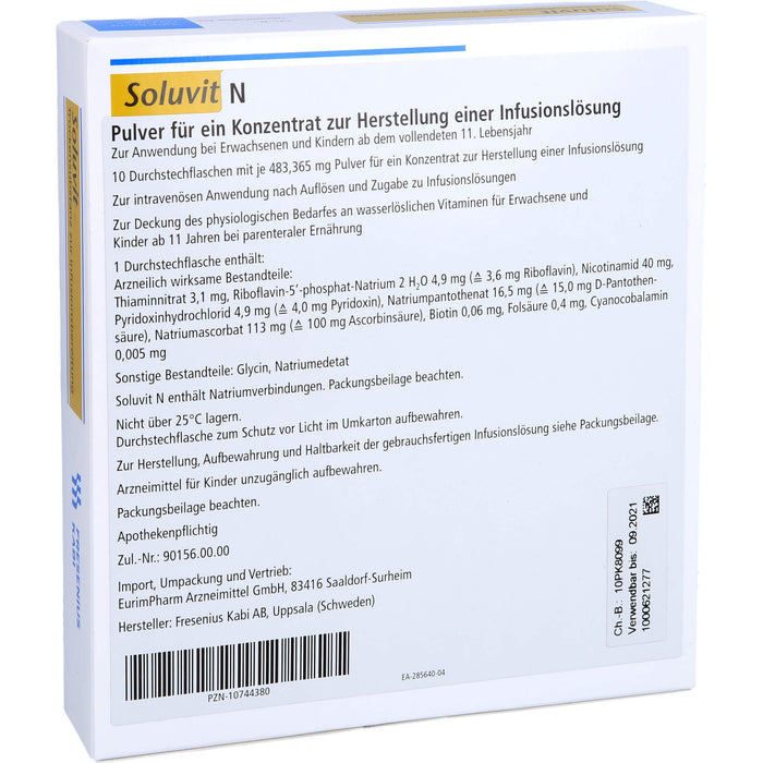 Soluvit N Eurim Pulver für ein Konzentrat zur Herstellung einer Infusionslösung, 10X10 ml TSS